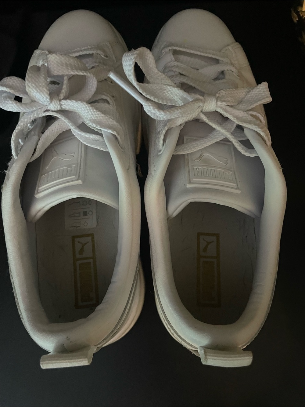 Puma White Low-Top Platform Sneakers with Gold Logo - Picture 6 of 7